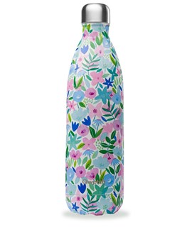 Qwetch Bouteille isotherme inox flora bleu 1000ml - 10257